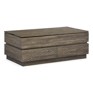 Bowery Hill Lift Top Cocktail Table With Drawers and Casters in Tobacco