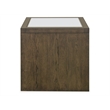 Bowery Hill Glass Top Rectangular End Table With Drawer in Homestead Brown