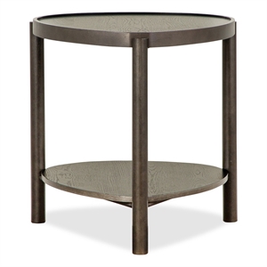Bowery Hill Shaped Accent End Table With Bottom Shelf in Coffee Bean