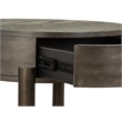 Bowery Hill Round End Table With Drawer and Shelf in Coffee Bean