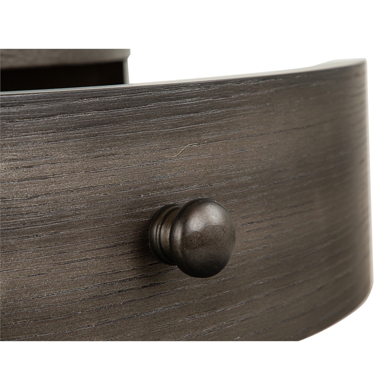 Bowery Hill Round End Table With Drawer and Shelf in Coffee Bean