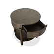 Bowery Hill Round End Table With Drawer and Shelf in Coffee Bean