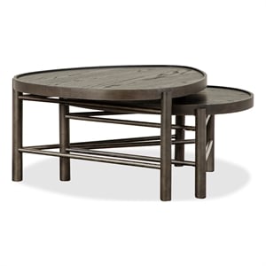 Bowery Hill Shaped Nesting Cocktail Table Set in Coffee Bean