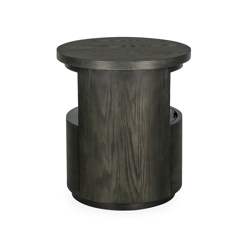 Bowery Hill Contemporary Round End Table With Drawer in Coffee Bean