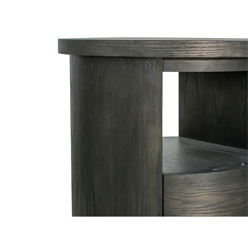 Bowery Hill Contemporary Round End Table With Drawer in Coffee Bean