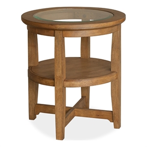 Bowery Hill Contemporary Glass Top Shelf End Table in Honey Brown