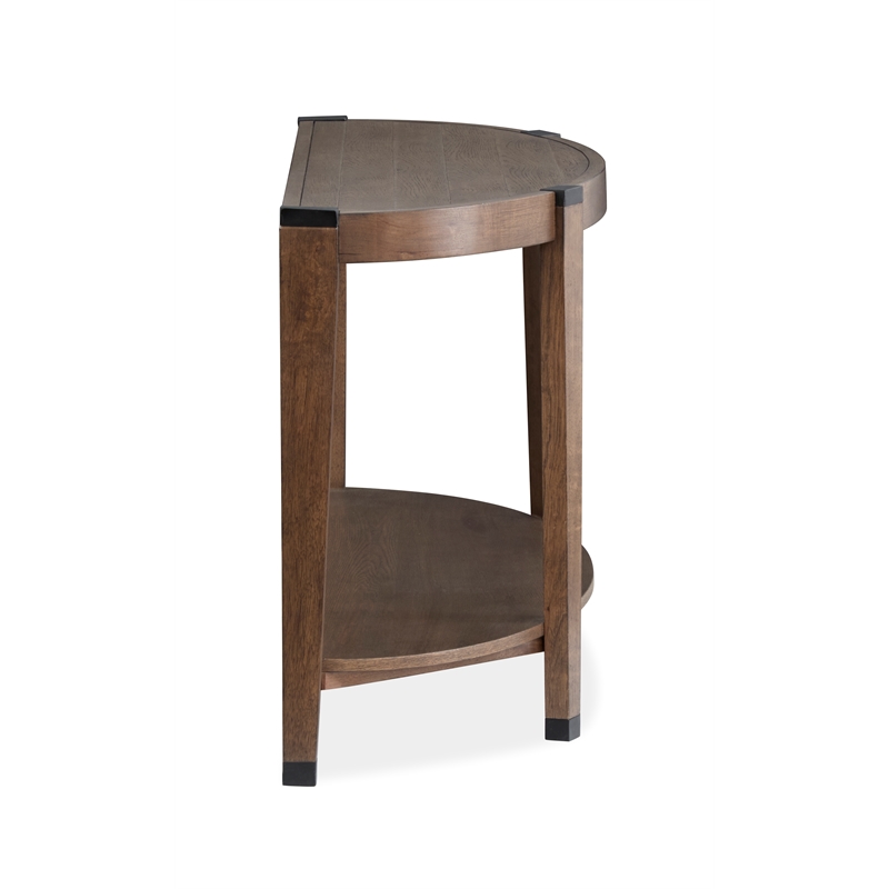 Bowery Hill Modern Organic Demilune Sofa Table With Shelf in Wallaby