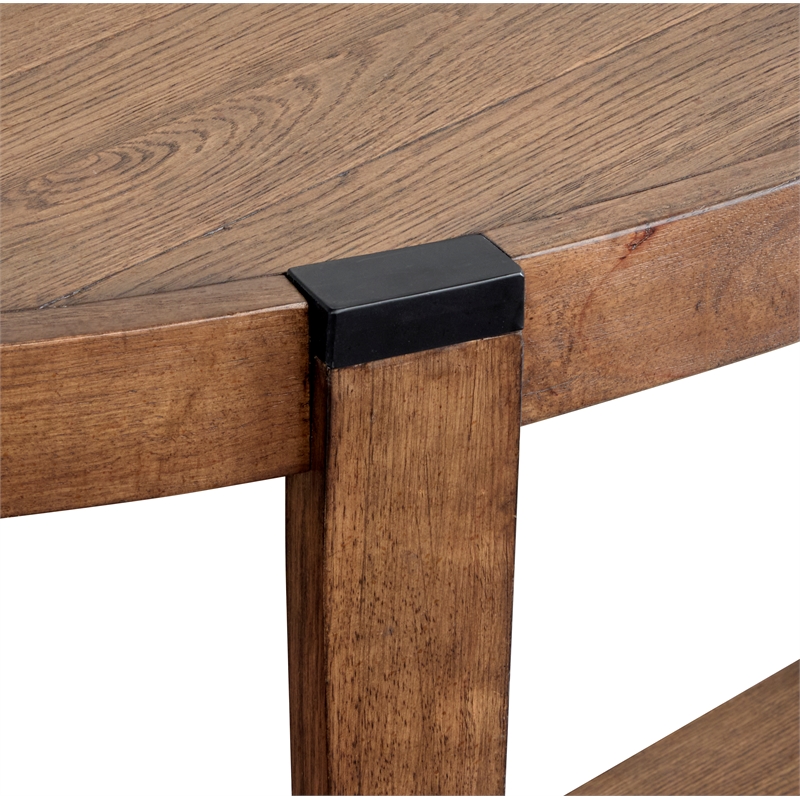 Bowery Hill Modern Organic Demilune Sofa Table With Shelf in Wallaby