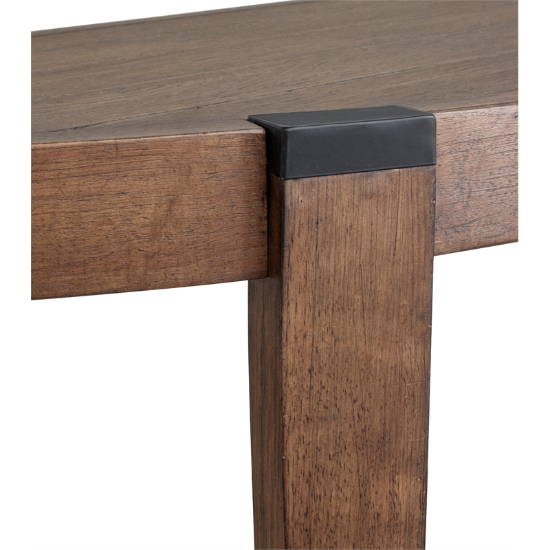 Bowery Hill Modern Organic Demilune Sofa Table With Shelf in Wallaby