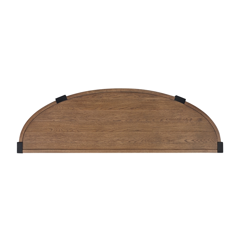Bowery Hill Modern Organic Demilune Sofa Table With Shelf in Wallaby