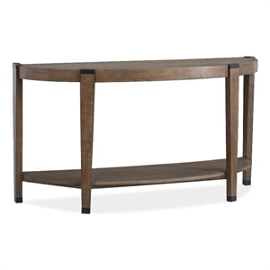 Bowery Hill Modern Organic Demilune Sofa Table With Shelf in Wallaby