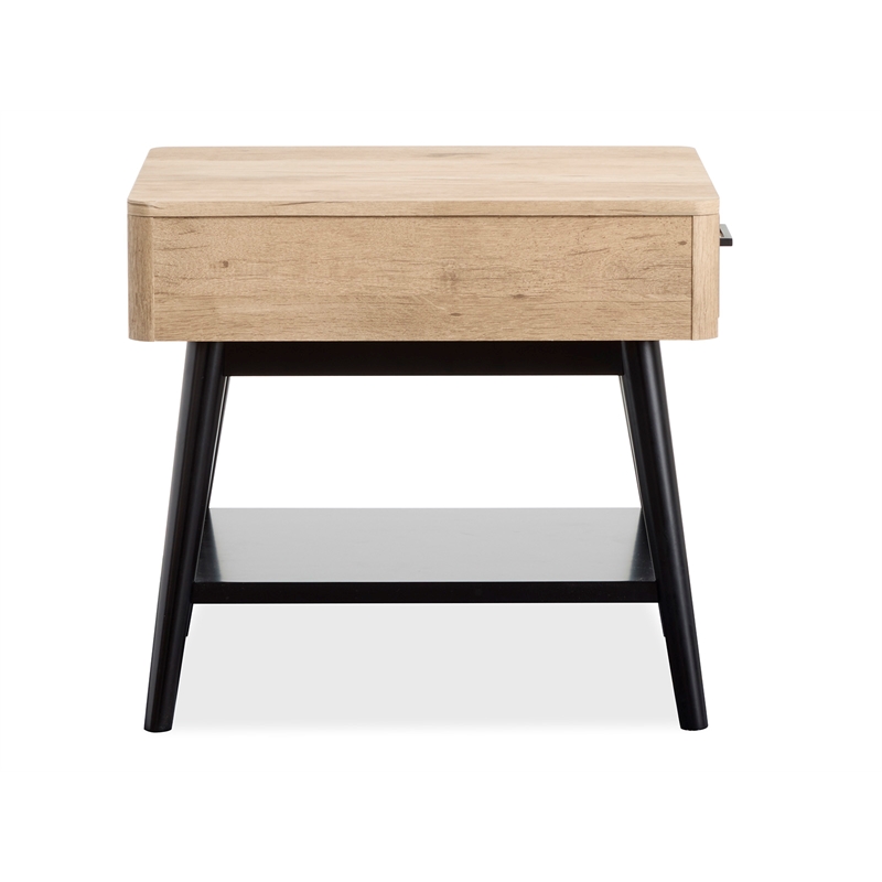 Bowery Hill Rectangular End Table With Drawer and Shelf in Driftwood
