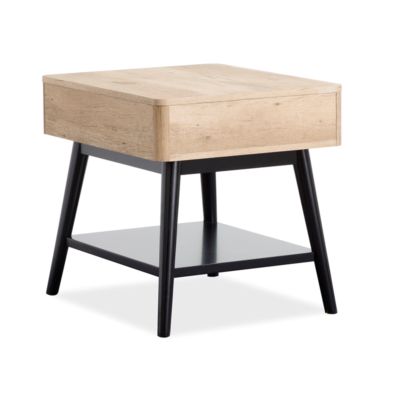 Bowery Hill Rectangular End Table With Drawer and Shelf in Driftwood