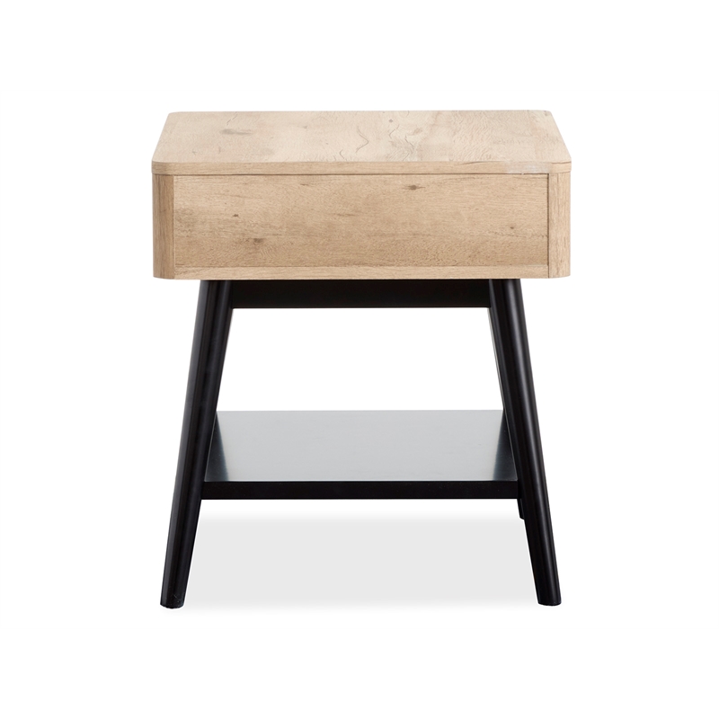 Bowery Hill Rectangular End Table With Drawer and Shelf in Driftwood