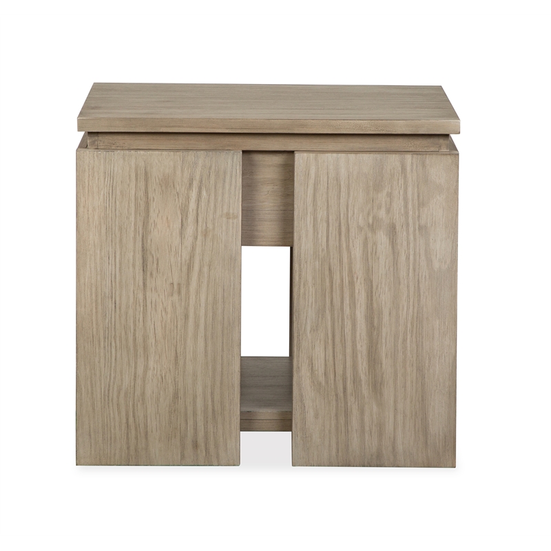Bowery Hill Rectangular End Table With Drawer and Shelf in Stone Harbor Grey