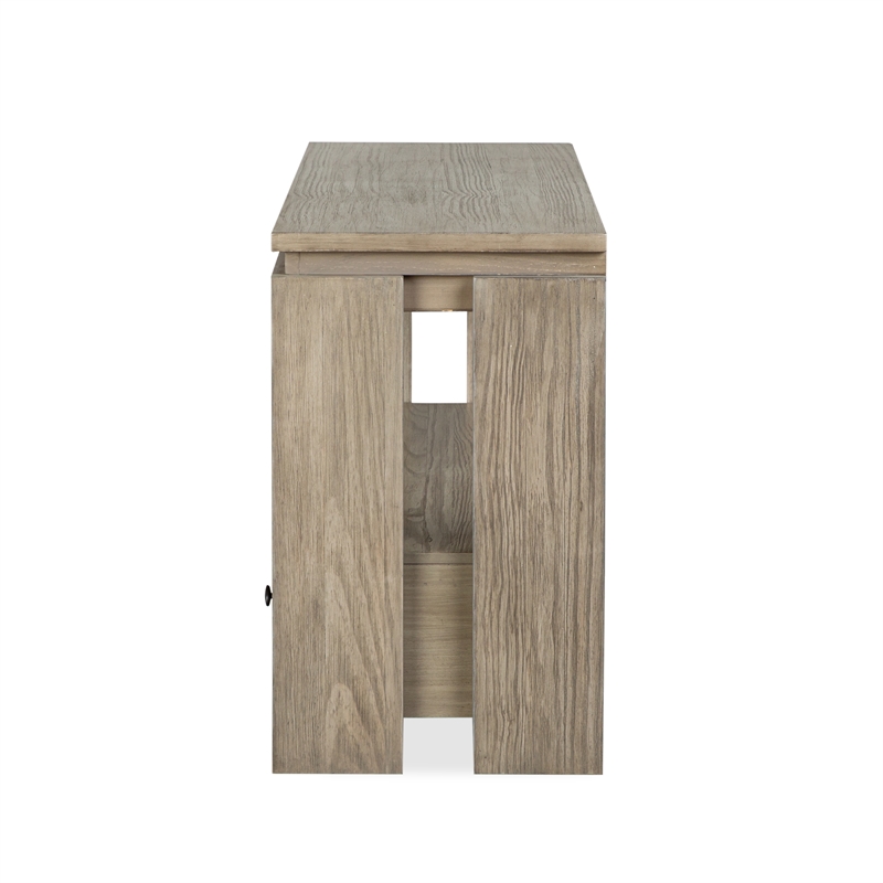 Bowery Hill Rectangular Sofa Table With Drawers and Shelf in Stone Harbor Grey