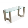 Bowery Hill Contemporary Glass Top Rectangular Sofa Table in Smokey Pine