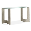 Bowery Hill Contemporary Glass Top Rectangular Sofa Table in Smokey Pine