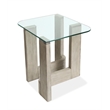 Bowery Hill Contemporary Glass Top Rectangular End Table in Smokey Pine