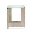 Bowery Hill Contemporary Glass Top Rectangular End Table in Smokey Pine