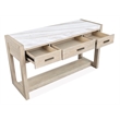 Bowery Hill Marble Top Rectangular Sofa Table With Drawers in Gallery Buff