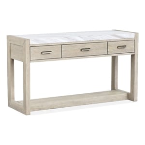 Bowery Hill Marble Top Rectangular Sofa Table With Drawers in Gallery Buff