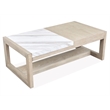Bowery Hill Marble and Wood Rectangular Cocktail Table With Tray in Gallery Buff