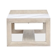 Bowery Hill Marble and Wood Rectangular Cocktail Table With Tray in Gallery Buff