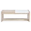 Bowery Hill Marble and Wood Rectangular Cocktail Table With Tray in Gallery Buff