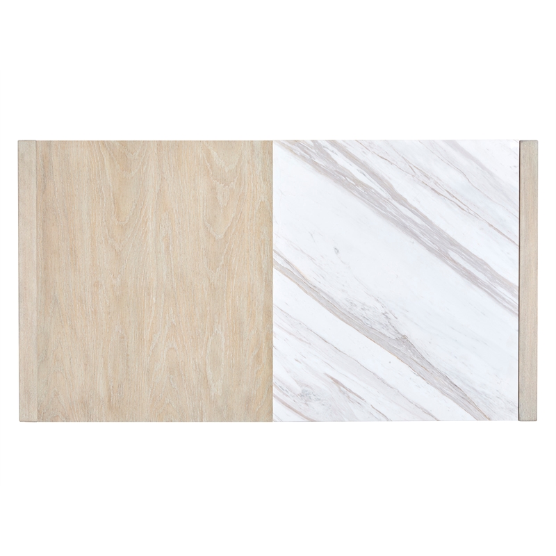 Bowery Hill Marble and Wood Rectangular Cocktail Table With Tray in Gallery Buff