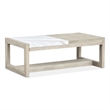 Bowery Hill Marble and Wood Rectangular Cocktail Table With Tray in Gallery Buff