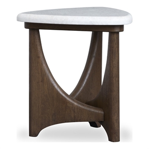 Bowery Hill Contemporary Honed Marble Shaped End Table in Turkish Coffee