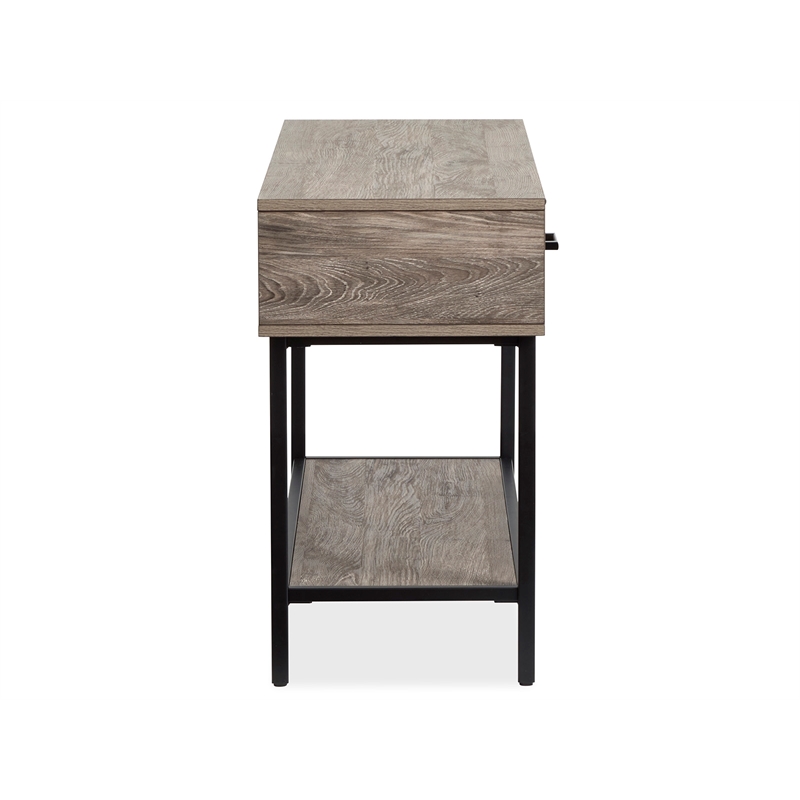 Bowery Hill Rectangular Sofa Table With Drawers and Shelf in Whitetail Brown