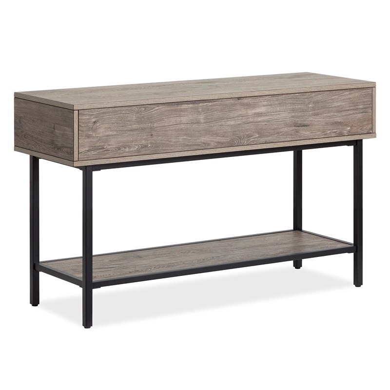 Bowery Hill Rectangular Sofa Table With Drawers and Shelf in Whitetail Brown