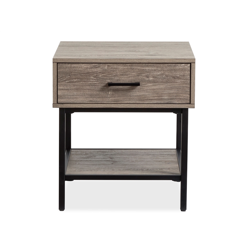 Bowery Hill Rectangular End Table With Drawer and Shelf in Whitetail Brown