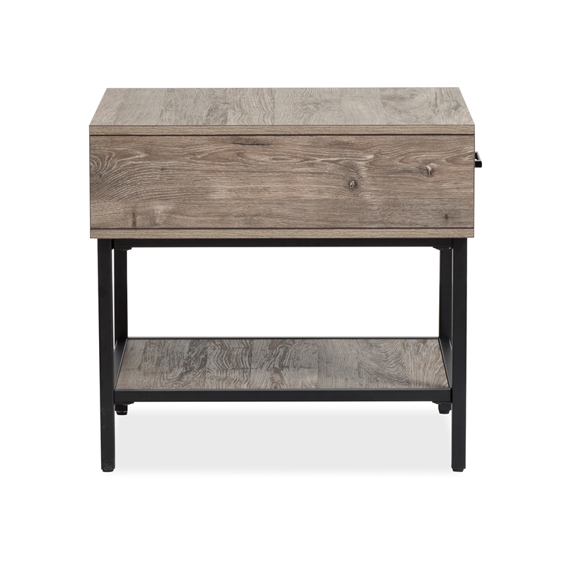 Bowery Hill Rectangular End Table With Drawer and Shelf in Whitetail Brown