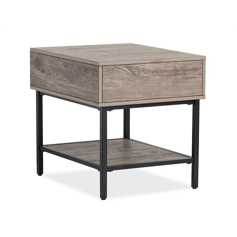 Bowery Hill Rectangular End Table With Drawer and Shelf in Whitetail Brown