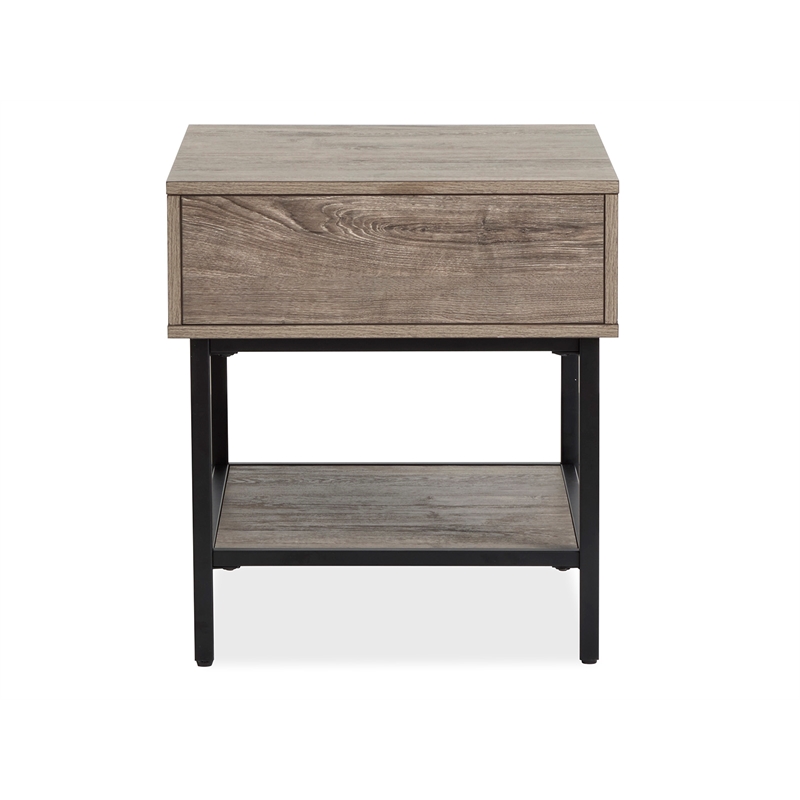 Bowery Hill Rectangular End Table With Drawer and Shelf in Whitetail Brown