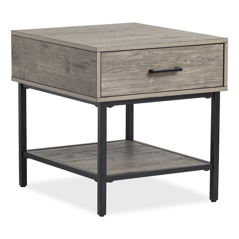 Bowery Hill Rectangular End Table With Drawer and Shelf in Whitetail Brown
