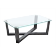 Bowery Hill Glass Top Rectangular Cocktail Table in Black Truffle