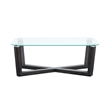 Bowery Hill Glass Top Rectangular Cocktail Table in Black Truffle