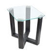 Bowery Hill Glass Top Rectangular End Table in Black Truffle