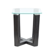 Bowery Hill Glass Top Rectangular End Table in Black Truffle