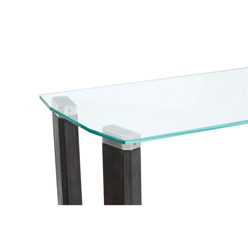Bowery Hill Glass Top Rectangular End Table in Black Truffle