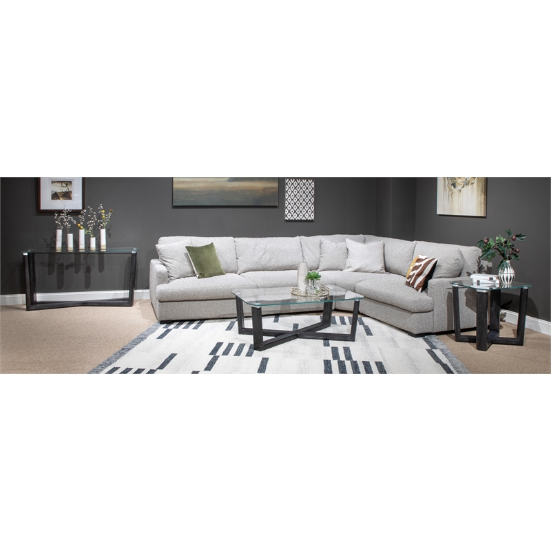 Bowery Hill Glass Top Rectangular End Table in Black Truffle