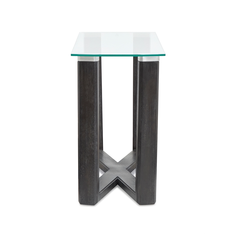 Bowery Hill Glass Top Rectangular Sofa Table in Black Truffle