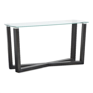 Bowery Hill Glass Top Rectangular Sofa Table in Black Truffle