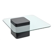 Bowery Hill Glass Top Square Cocktail Table With Concrete Base in Obsidian
