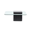 Bowery Hill Glass Top Square Cocktail Table With Concrete Base in Obsidian
