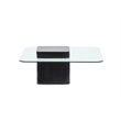 Bowery Hill Glass Top Square Cocktail Table With Concrete Base in Obsidian